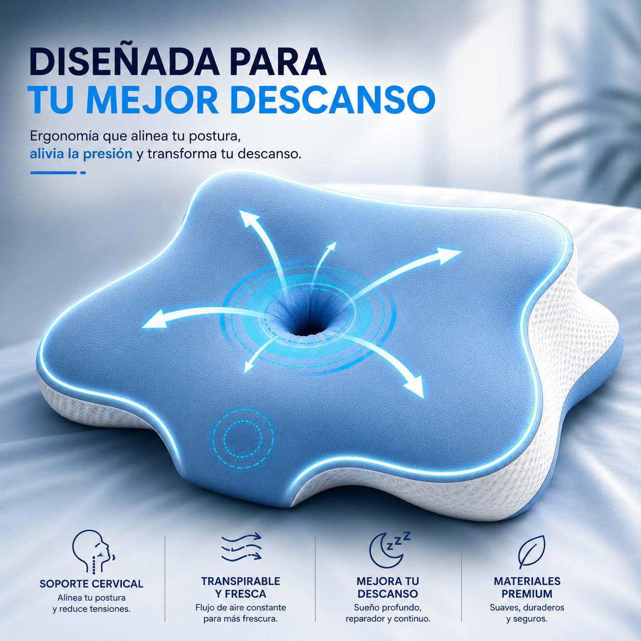 💤🔥 Almohada Cervical Viscoelástica — El descanso premium que tu cuello estaba esperando 😍🛌