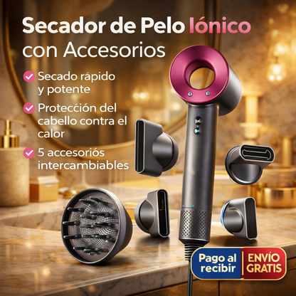 💨 Secador iónico + cabezal difusor + cabezal de aire delicado + cabezal para peinado + cabezal de secado rápido + cabezal alisador 🔥
