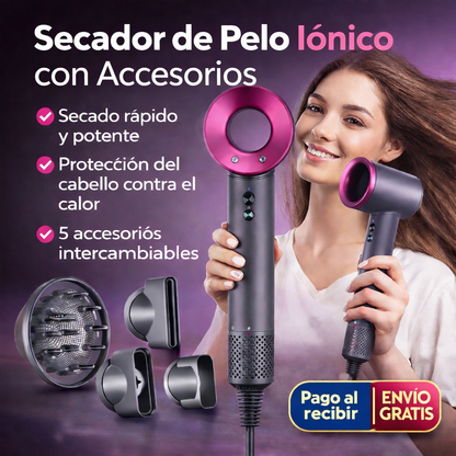 💨 Secador iónico + cabezal difusor + cabezal de aire delicado + cabezal para peinado + cabezal de secado rápido + cabezal alisador 🔥
