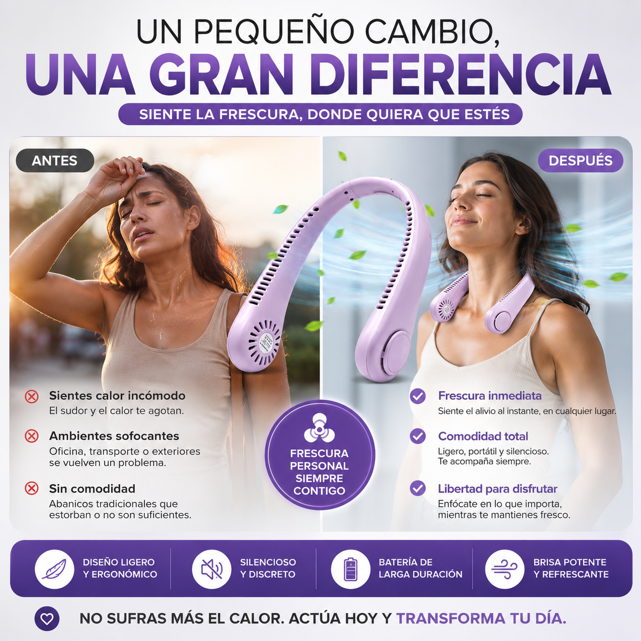🔥 Ventilador de Cuello Portátil | ¡Di Adiós al Calor y Disfruta Frescura Instantánea! ❄️