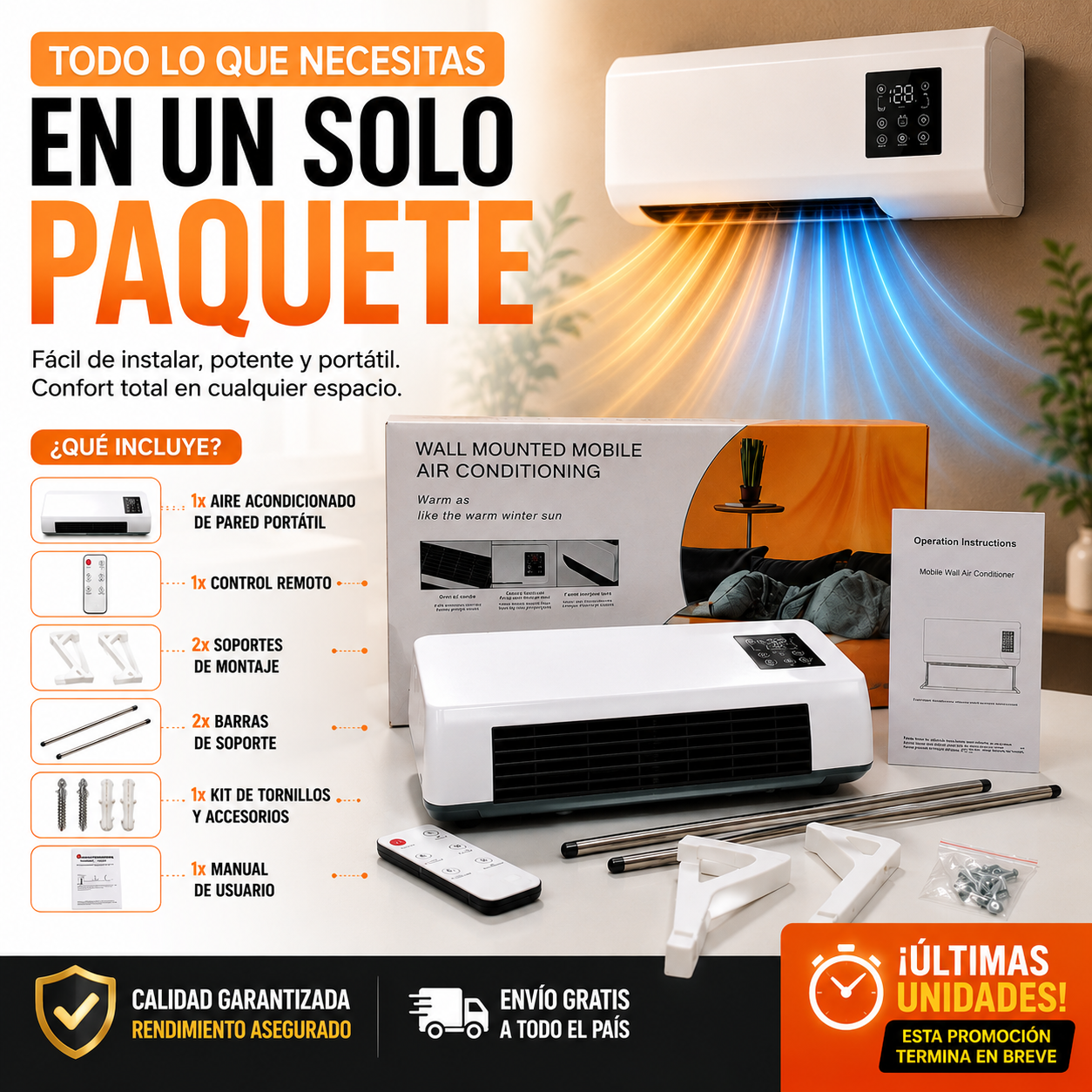 🚨 Mini aire acondicionado portátil 2 en 1 | Calor en invierno, frescura en verano. ¡Confort instantáneo todo el año! ❄️🔥