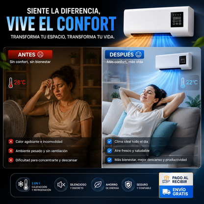 🚨 Mini aire acondicionado portátil 2 en 1 | Calor en invierno, frescura en verano. ¡Confort instantáneo todo el año! ❄️🔥