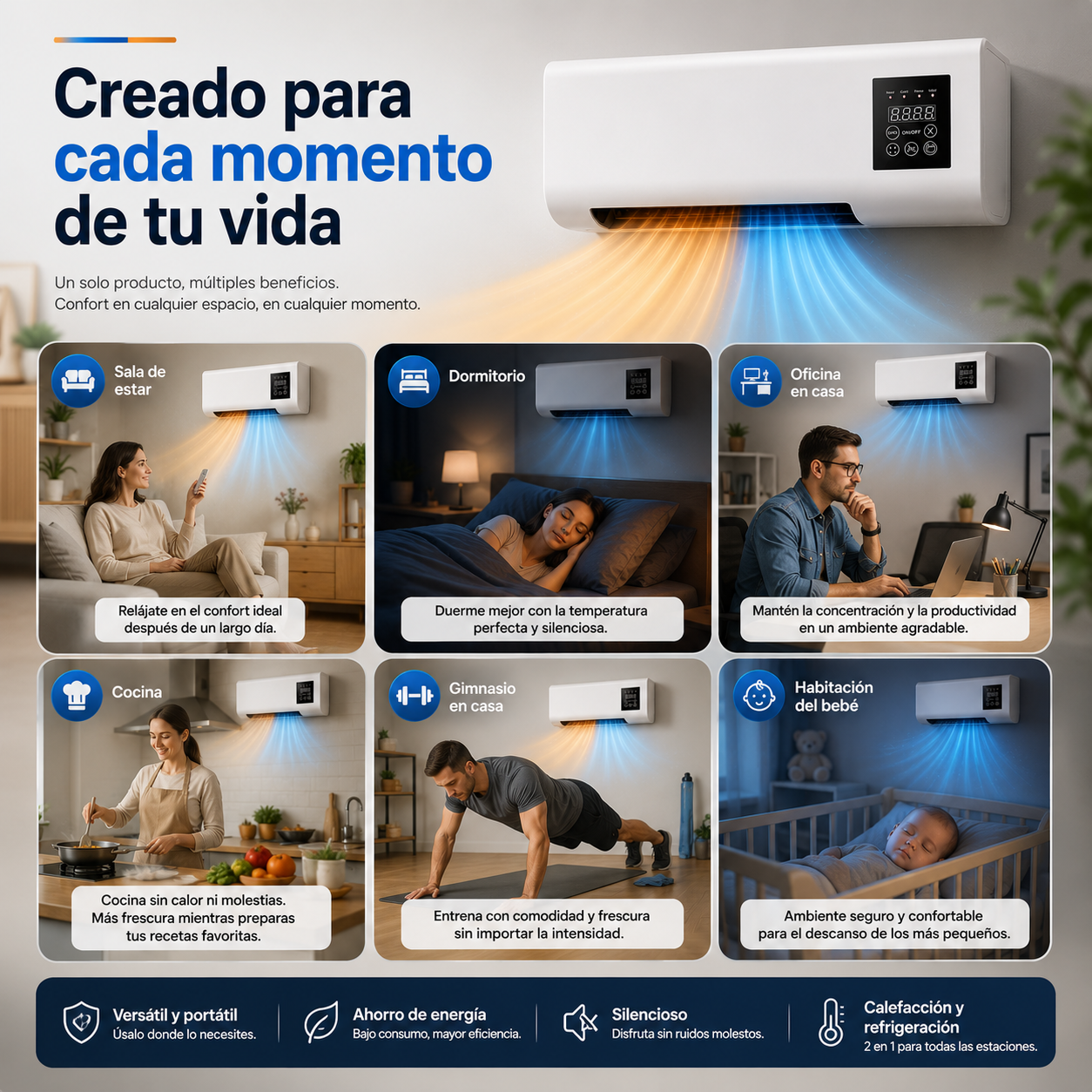 🚨 Mini aire acondicionado portátil 2 en 1 | Calor en invierno, frescura en verano. ¡Confort instantáneo todo el año! ❄️🔥