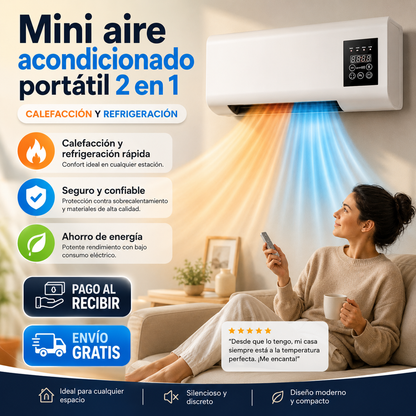 🚨 Mini aire acondicionado portátil 2 en 1 | Calor en invierno, frescura en verano. ¡Confort instantáneo todo el año! ❄️🔥