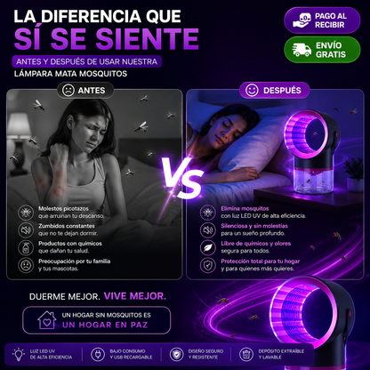 🦟 ¡Despídete de los mosquitos para siempre con la Lámpara Mata Mosquitos UV! ✨