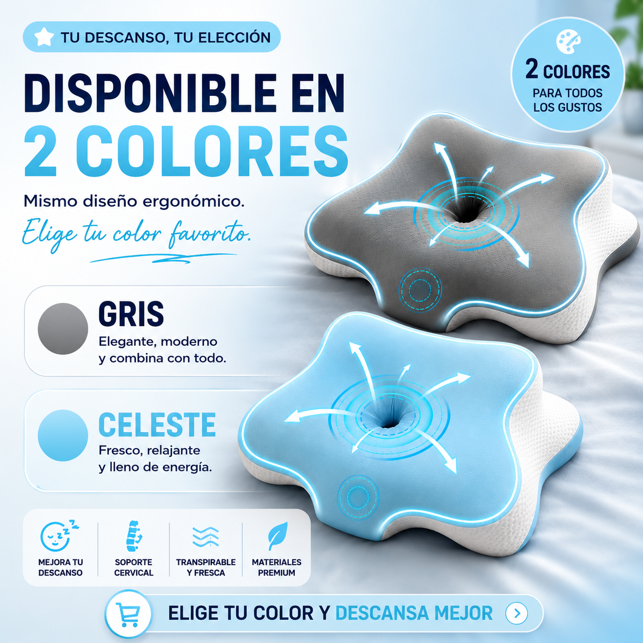 💤🔥 Almohada Cervical Viscoelástica — El descanso premium que tu cuello estaba esperando 😍🛌