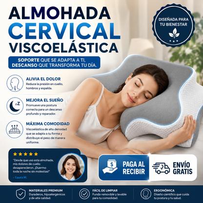 💤🔥 Almohada Cervical Viscoelástica — El descanso premium que tu cuello estaba esperando 😍🛌