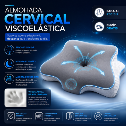 💤🔥 Almohada Cervical Viscoelástica — El descanso premium que tu cuello estaba esperando 😍🛌