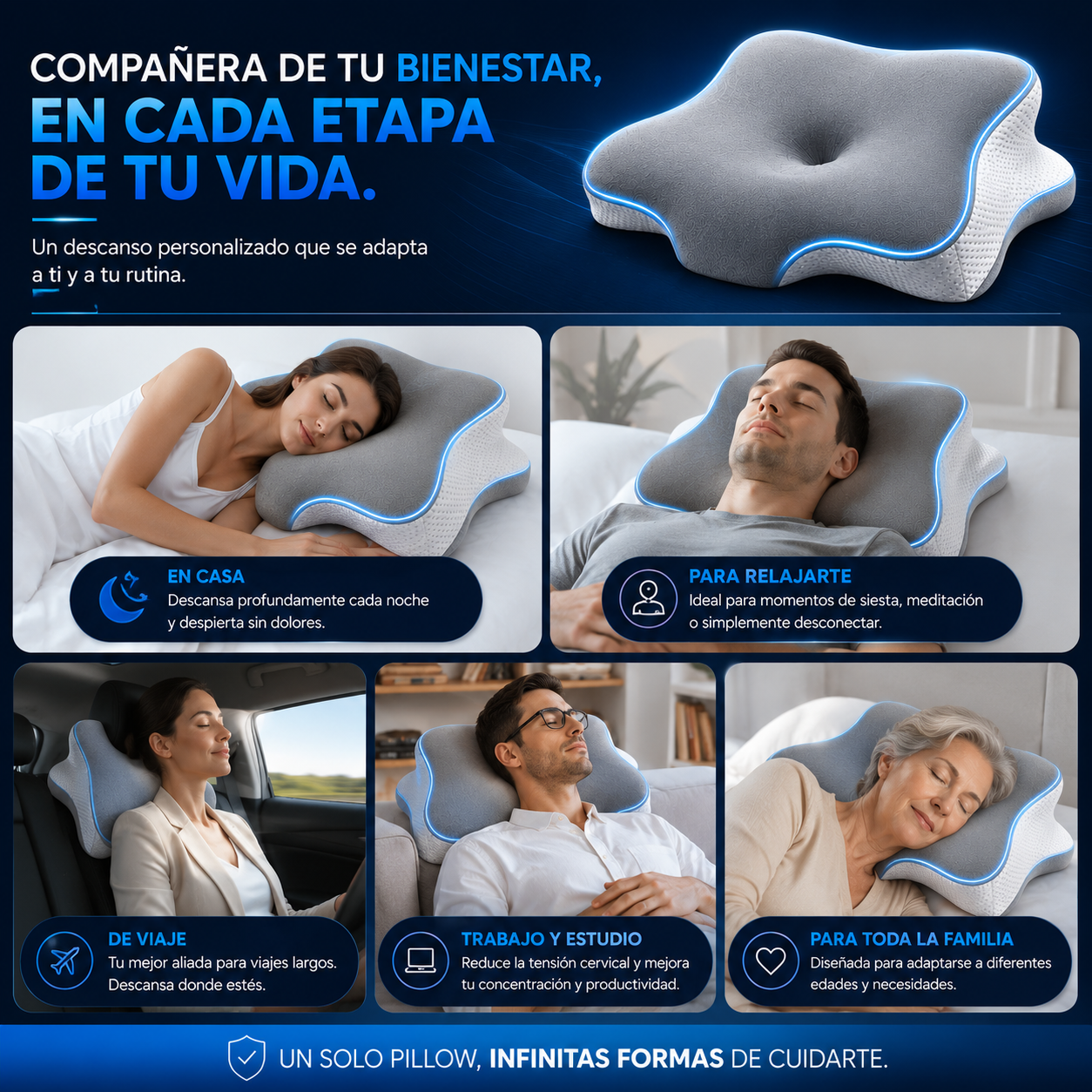 💤🔥 Almohada Cervical Viscoelástica — El descanso premium que tu cuello estaba esperando 😍🛌
