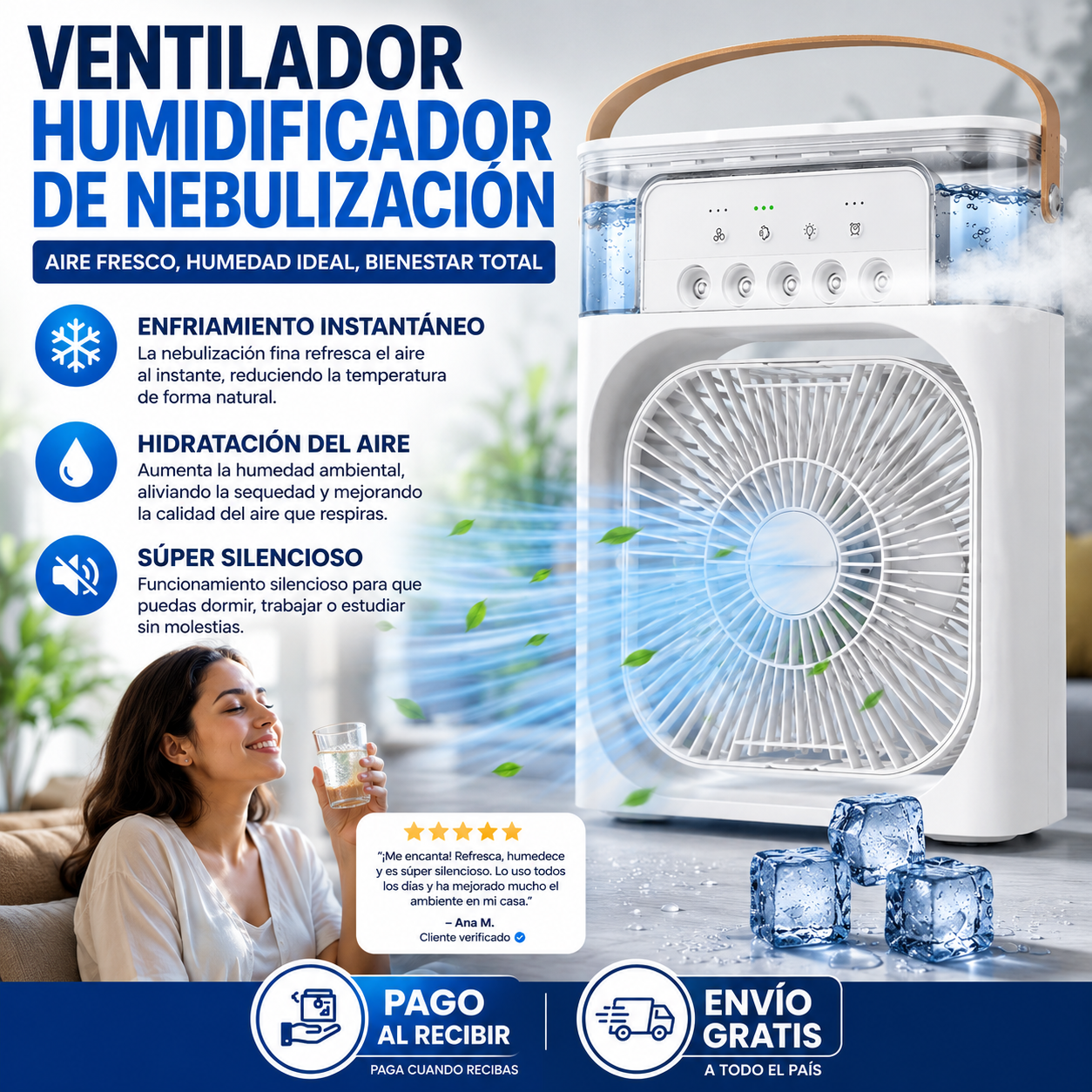 ❄️✨ Ventilador humidificador de nebulización blanco — ¡Transforma el calor en frescura instantânea y confort total en segundos!
