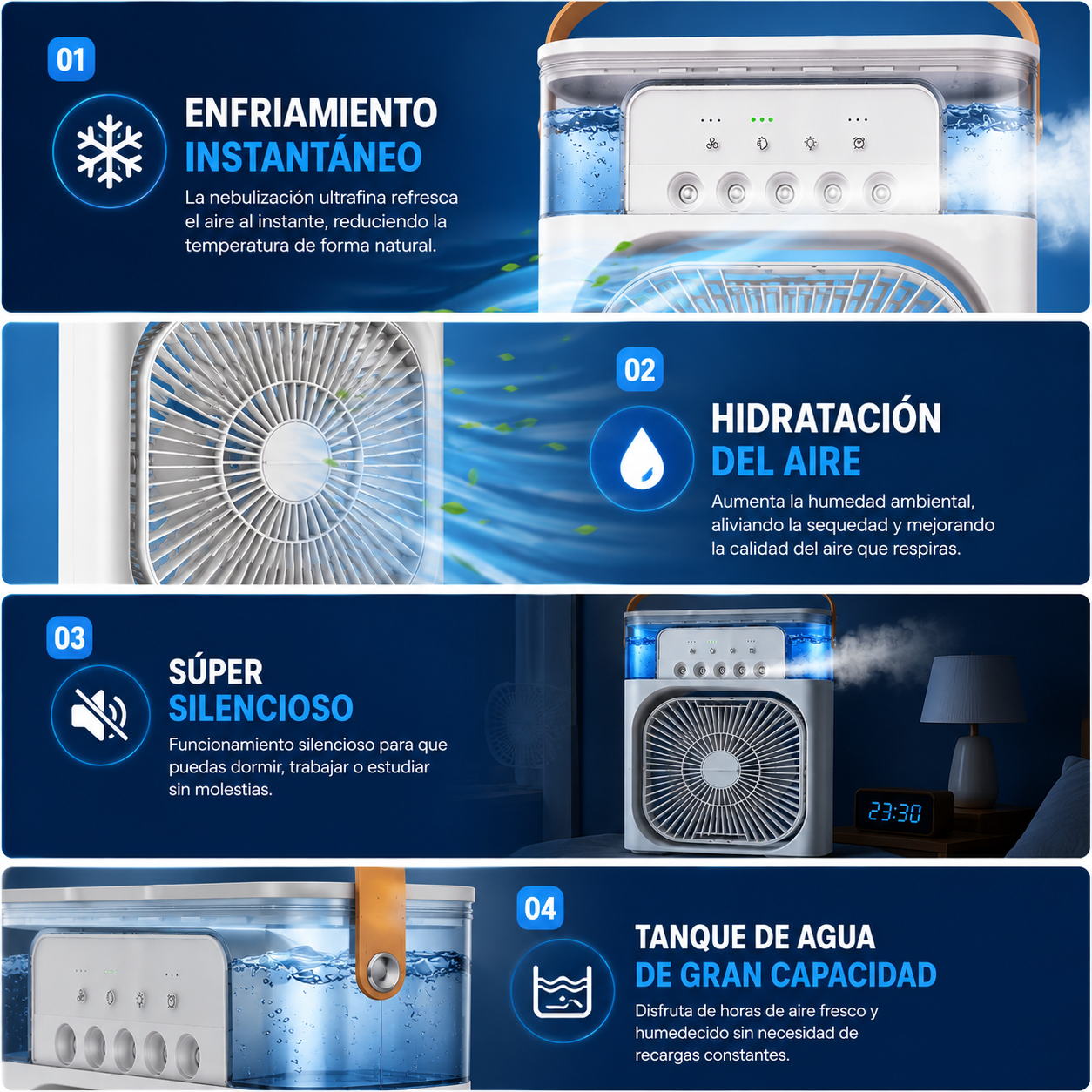 ❄️✨ Ventilador humidificador de nebulización blanco — ¡Transforma el calor en frescura instantânea y confort total en segundos!