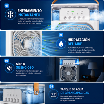 ❄️✨ Ventilador humidificador de nebulización blanco — ¡Transforma el calor en frescura instantânea y confort total en segundos!