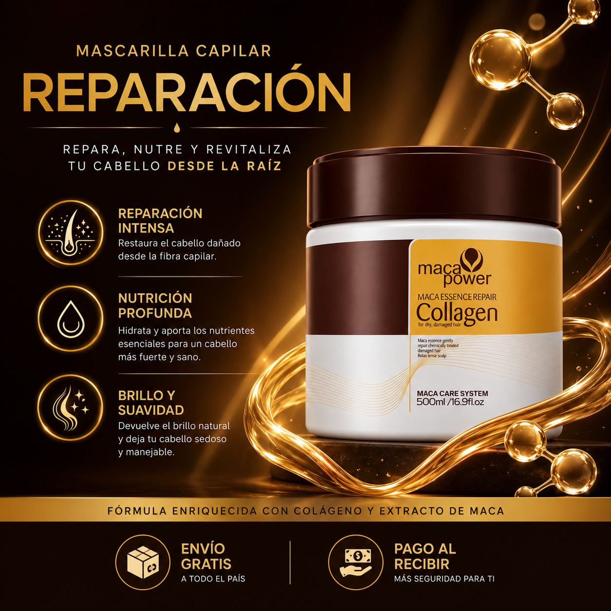 🚨 ¡Despídete del frizz y luce un cabello brillante desde la primera aplicación! 🚨 ✨ Mascarilla Capilar Reparación ✨