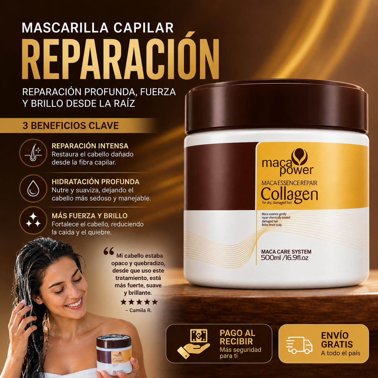 🚨 ¡Despídete del frizz y luce un cabello brillante desde la primera aplicación! 🚨 ✨ Mascarilla Capilar Reparación ✨