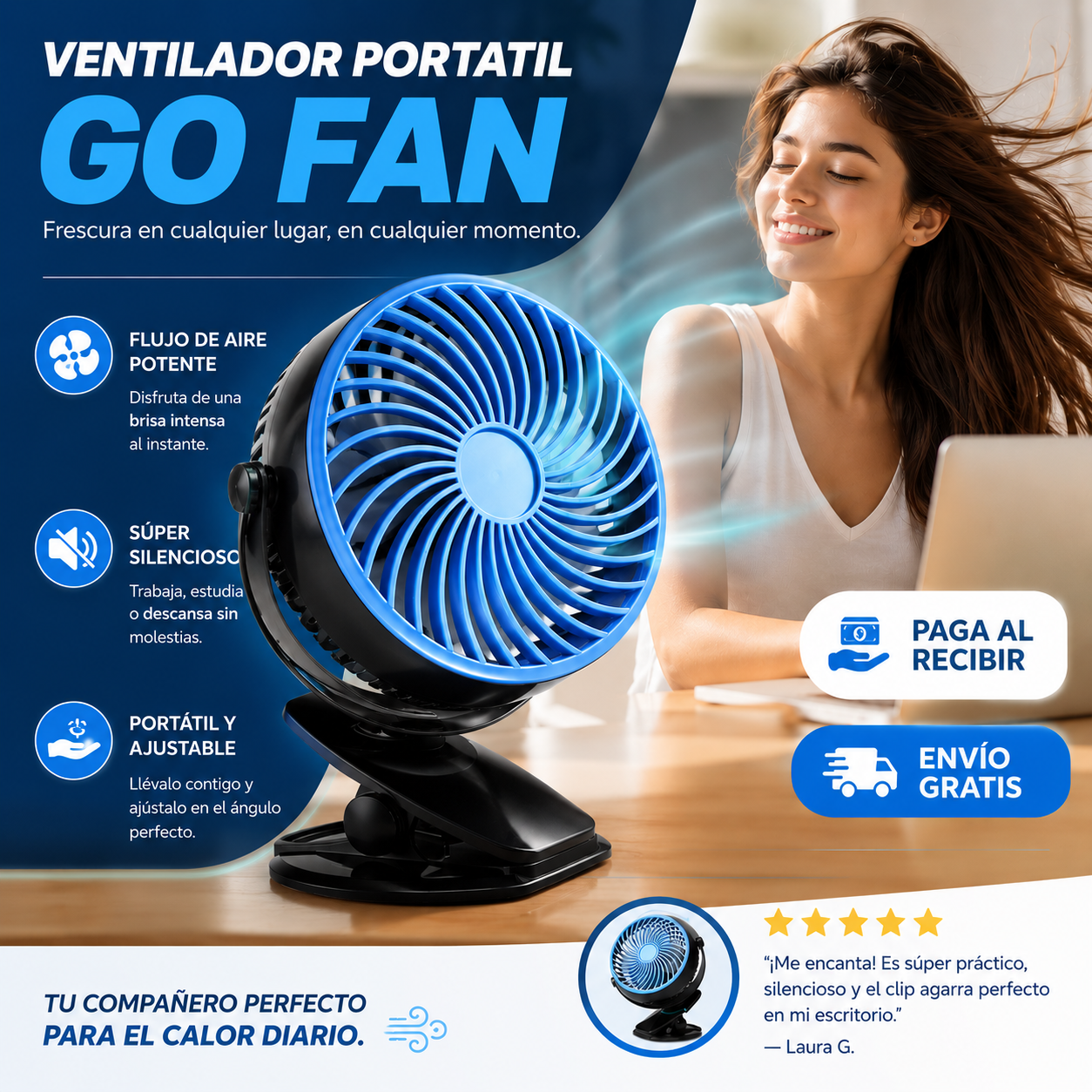 🚨 ¡NO DEJES QUE EL CALOR ARRUINE TU DÍA! Consigue ahora tu Ventilador Portátil GO FAN y disfruta frescura instantánea donde estés ❄️