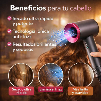 💨 Secador iónico + cabezal difusor + cabezal de aire delicado + cabezal para peinado + cabezal de secado rápido + cabezal alisador 🔥