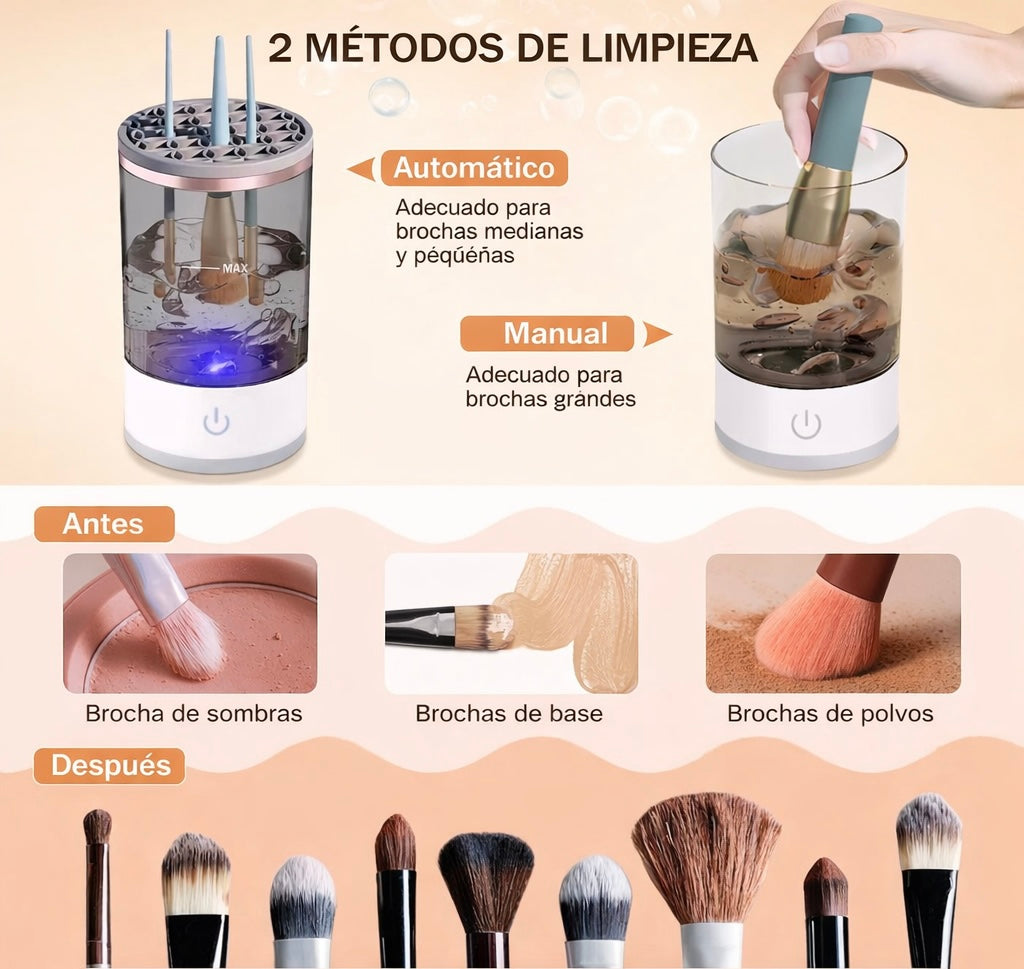 ✨ Limpiador de Brochas de Maquillaje – Limpias y secas en segundos 💧⚡