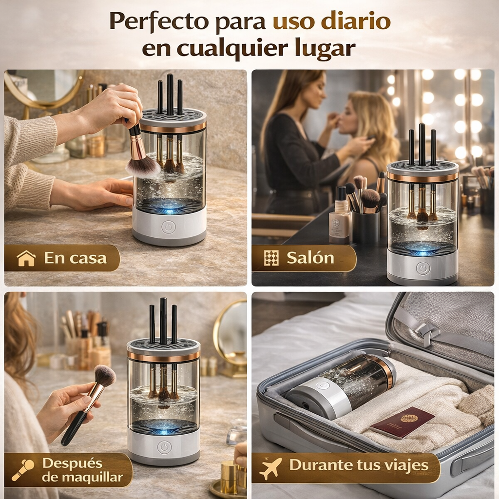 ✨ Limpiador de Brochas de Maquillaje – Limpias y secas en segundos 💧⚡
