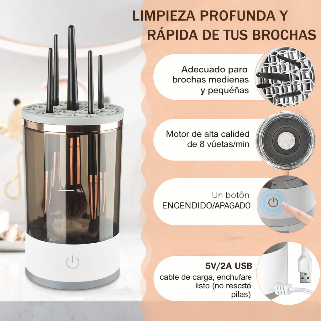 ✨ Limpiador de Brochas de Maquillaje – Limpias y secas en segundos 💧⚡